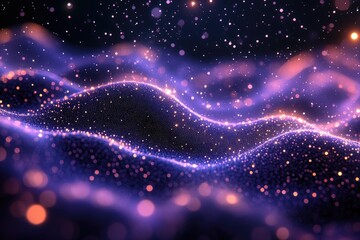 Wall Mural - Abstract swirling, glowing particles in purple and gold