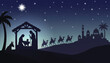 © Galaxy - Nativity Scene with Silhouette of Three Wise Men on Camels under Starry Night Sky
