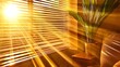 © Faustudio - Closed window with jalousie blinds, sun rays, and bright sunlight.