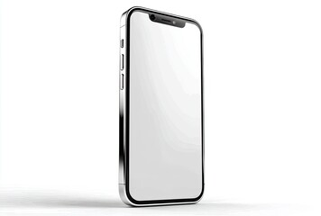 Modern smartphone, silver frame, blank screen