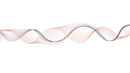 Wall Mural - Red abstract background featuring a smooth, flowing wave of thin lines.