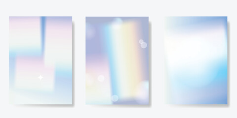 Wall Mural - Abstract blur gradient winter card background set. Minimalist poster with sparkle, bubble. Modern fall season wallpaper design for cover, print, Christmas and New Year ads.