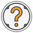 © Ольга Макарова - Question Mark Icon in a Circle Design with Orange and Grey Color Scheme