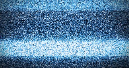 Wall Mural - Abstract static glitch pattern shifting across transparent background, creating blue white gradient