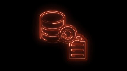 Database file synchronization update neon style glowing icon data management and storage concept