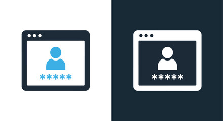 Modern user login icon with password stars and profile silhouette for web and app interfaces