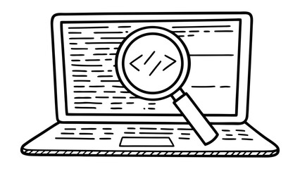Laptop computer coding search engine optimization development programming code analysis and debugging process transparent background 