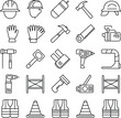© Raton - Construction safety gear and tools hand-drawn icons set building industry supplies