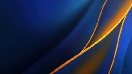 Wall Mural - Abstract background of overlapping dark and light blue waves with golden accents
