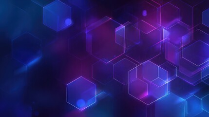 Wall Mural - Abstract background with blue and pink translucent hexagons floating with soft light