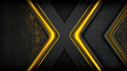 Wall Mural - Abstract background with geometric shapes, textures, and glowing golden accents on dark backdrop