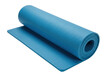© Sean - Isolated blue yoga mat partially rolled for pilates or gym training on the floor studio