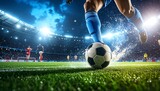 Soccer player in action at night