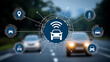 © lesaso - Connected vehicle technology with wireless communication and smart transportation network