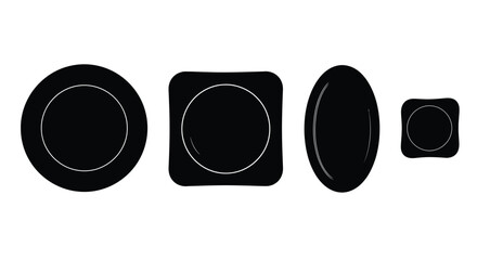 Four abstract geometric shapes black silhouettes isolated on vector