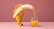 © Arone_Hard47 - Surreal concept of a banana pouring its own juice into a glass.