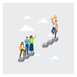© berkah design - Business People Climb Up Stair to Find Sill Gap to Reach Successful.