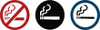 © LEAKAT - No smoking no vaping and smoking area sign set. Forbidden sign icon isolated on white background vector illustration.