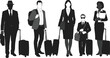© Akash's World - Silhouette business travelers with luggage, corporate travel, airport journey, professional mobility, teamwork, leadership, success, office lifestyle, global business, transportation