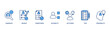© Hazha - Assessment center banner web icon vector illustration concept for personal audit of human resources with icon of user candidate, recruit, competence, suitability, aptitudes, test and personality