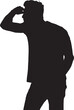 © Curto - vector,silhouette of a mans standing looking away arms on waist