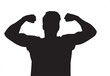 © Curto - vector,silhouette of man his arms raising showing biceps
