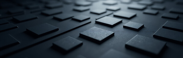 Wall Mural - abstract squares pattern dark grey background lit soft diffused light top left creating subtle offset