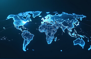 Wall Mural - futuristic global network high definition illuminated soft blue light showcasing complex web interconnected