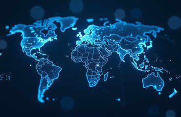 Wall Mural - futuristic global network high definition illuminated soft blue light showcasing complex web interconnected