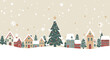 © akmal - Festive Christmas village illustration with decorated tree and snow-covered houses for warm holiday greetings and cheerful seasonal designs
