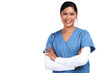 © peopleimages.com - Healthcare, portrait and woman as nurse with her arms crossed while isolated against a transparent png background. Medical professional, scrubs and female doctor or surgeon happy for health wellness