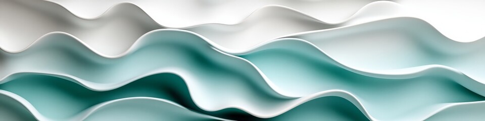 Sticker - mesmerizing abstract waves design featuring a soft mint to teal gradient with elegant 3d texture