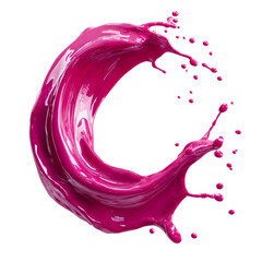 Wall Mural - Dynamic splash of vibrant magenta fluid frozen in mid-air against a minimalist setting