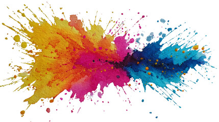 Wall Mural - Dynamic explosion of vibrant watercolor pigments creating an abstract artwork on an isolated and