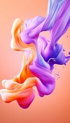 Sticker - ethereal fluidity in abstract swirling paint serene blend of smokey lavender and orange hues
