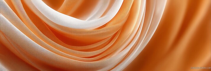 Sticker - elegant orange fabric with smooth waves and soft transitions, artistic silk satin texture design