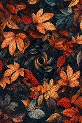 Wall Mural - close up of a leafy background with a spiral in the middle