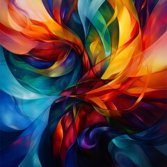Wall Mural - A colorful abstract painting with a lot of different colors and shapes