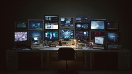 Technology Surveillance Center: Monitors, Computers, and Data Streams