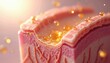 © miss irine - Realistic animation of magnified human skin cross-section. Serum molecules absorb through pores nourishing dermis. Perfect for beauty product demo about skincare, rejuvenation, anti-aging, hydration