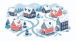 © Elsa - Charming snow-covered village, Christmas lights adorn festive houses nestled in a winter wonderland.