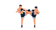 © Lasmi - Dynamic Muay Thai Sparring Illustration with Flat Design Style