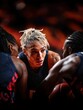 © Lustre Art Group  - Focused female basketball player strategizing with teammates during intense game