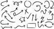 © Habib - Hand drawn arrows set grunge doodle design, circle rectangle cross star correct tick infographic symbols, Vector collection