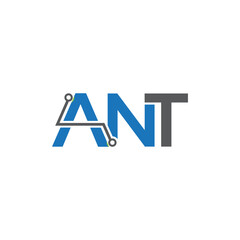 Modern logo with the letters ant connected by a line