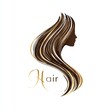 © vik173 - A stylish hair logo with flowing strands golden brown salon elegance sleek typography isolated on white background