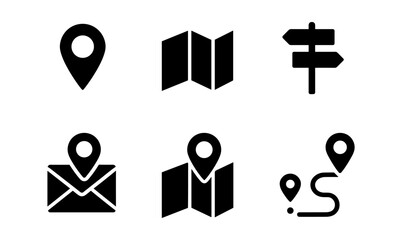 Wall Mural - Navigation icons set: simplified map and direction symbols for digital interfaces and design projects