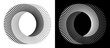 © Mykola Mazuryk - Two circles with lines as dynamic abstract vector background or logo or icon. Yin and Yang symbol. Black circles on white background and white circles on black background.