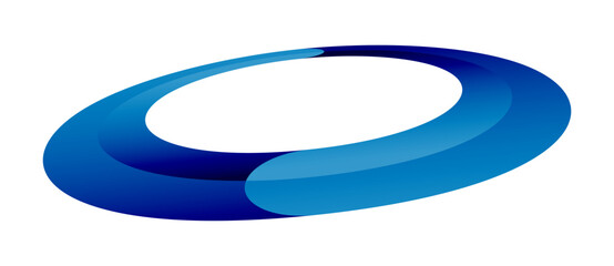 Wall Mural - Blue color circle with 2 segments and gradient. Logo or icon for any project. Pespective view.