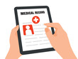 © SachiDesigns - medical record electronic patient data health care information tablet doctor digital smart device read report online modern technology hospital